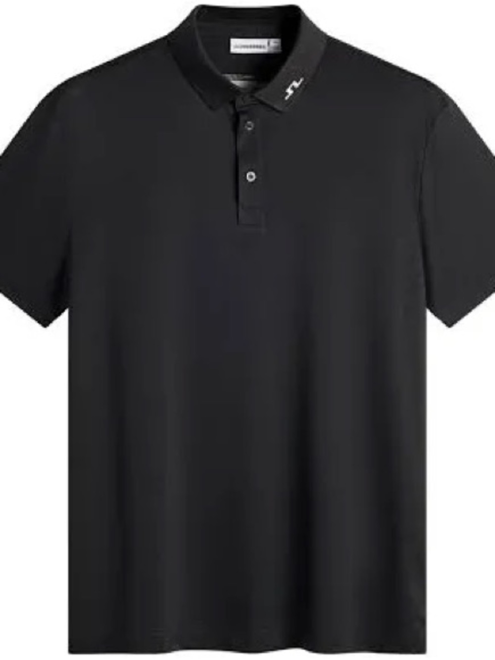Slim Black Polo with Subtle Collar Logo